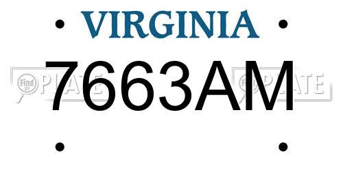 7663AM Virginia License Plate