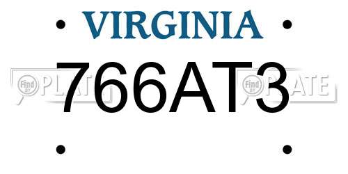 766AT3 Virginia License Plate