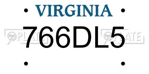 766DL5 Virginia License Plate