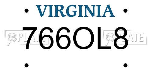 766OL8 Virginia License Plate