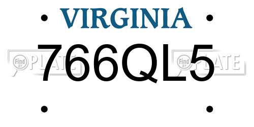 766QL5 Virginia License Plate