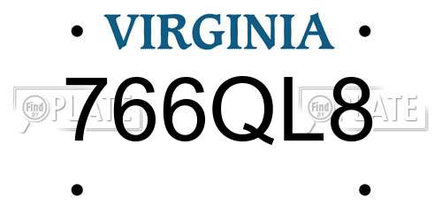 766QL8 Virginia License Plate