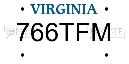 766TFM Virginia License Plate