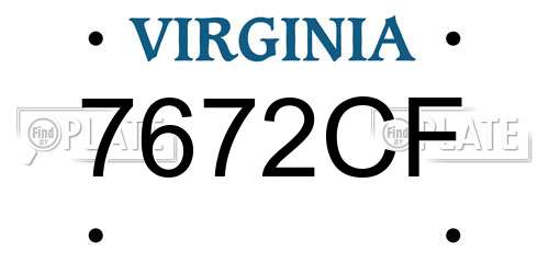 7672CF Virginia License Plate