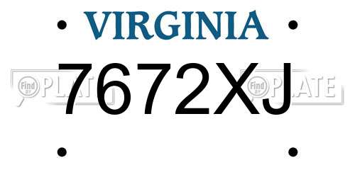 7672XJ Virginia License Plate