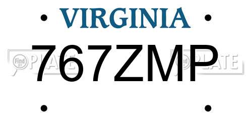 767ZMP Virginia License Plate