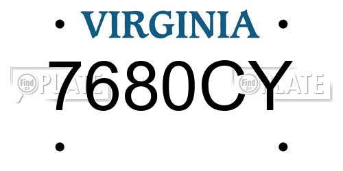 7680CY Virginia License Plate