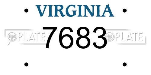 7683 Virginia License Plate