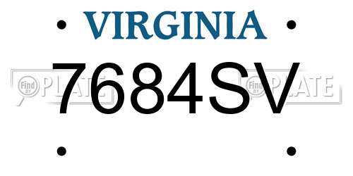 7684SV Virginia License Plate