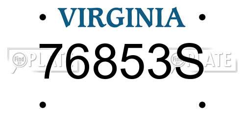 76853S Virginia License Plate
