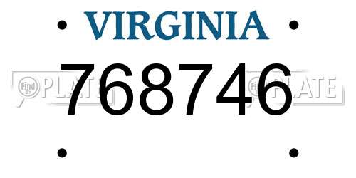 768746 Virginia License Plate