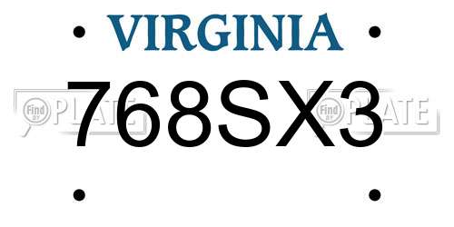 768SX3 Virginia License Plate