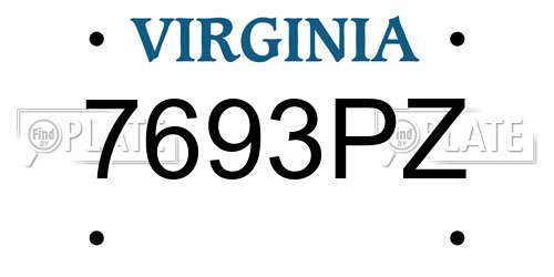 7693PZ Virginia License Plate