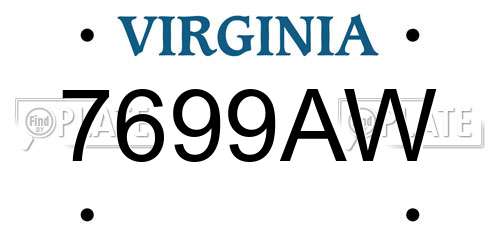 7699AW Virginia License Plate
