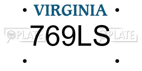 769LS Virginia License Plate