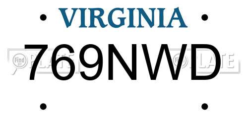 769NWD Virginia License Plate