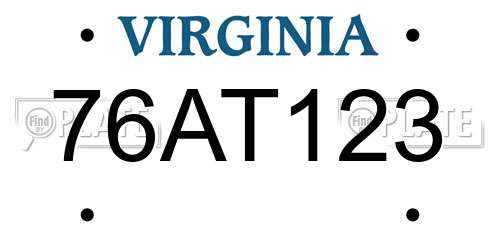 76AT123 Virginia License Plate
