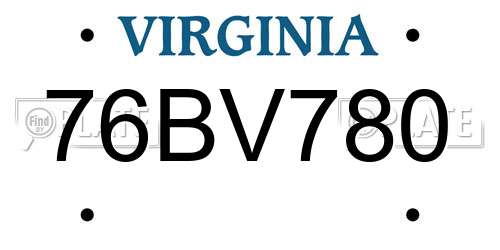 76BV780 Virginia License Plate