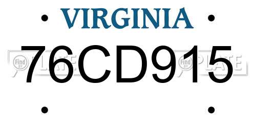 76CD915 Virginia License Plate