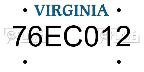 76EC012 Virginia License Plate