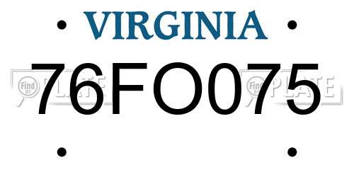 76FO075 Virginia License Plate