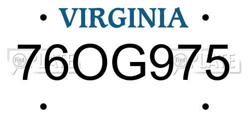 76OG975 Virginia License Plate
