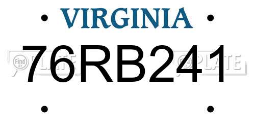 76RB241 Virginia License Plate