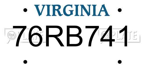 76RB741 Virginia License Plate