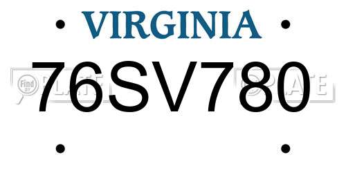 76SV780 Virginia License Plate