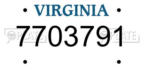 7703791 Virginia License Plate
