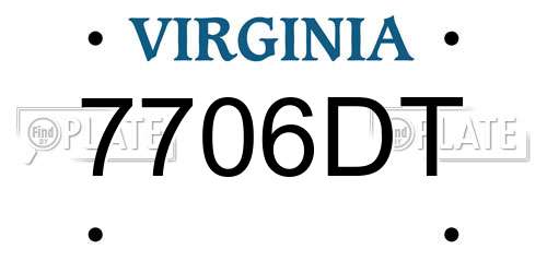 7706DT Virginia License Plate