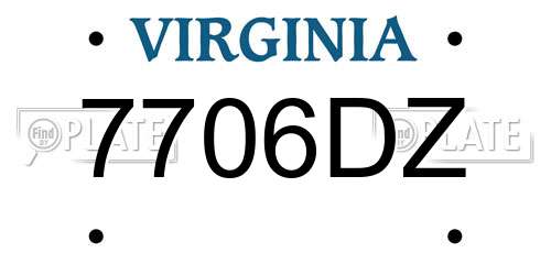 7706DZ Virginia License Plate