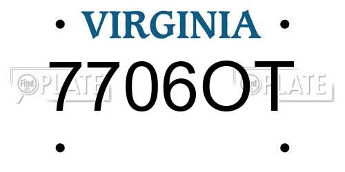 7706OT Virginia License Plate