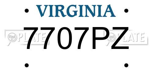 7707PZ Virginia License Plate