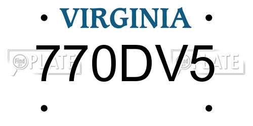 770DV5 Virginia License Plate