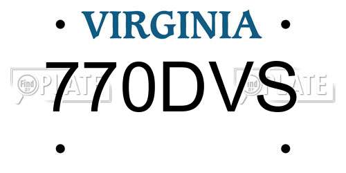770DVS Virginia License Plate