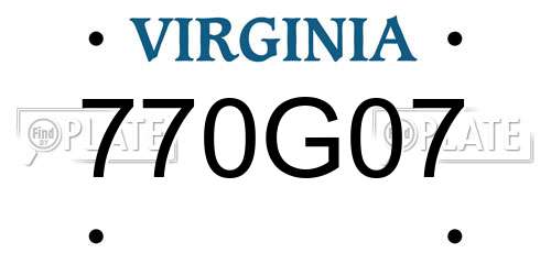 770G07 Virginia License Plate