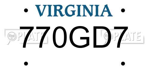 770GD7 Virginia License Plate