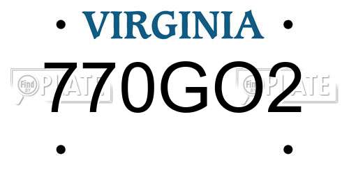 770GO2 Virginia License Plate
