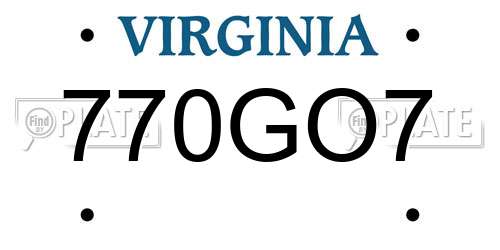 770GO7 Virginia License Plate