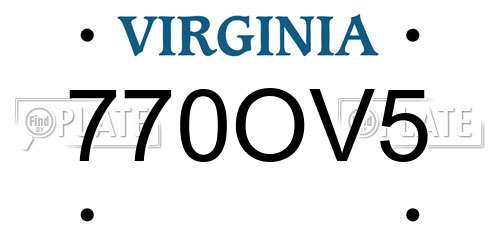 770OV5 Virginia License Plate