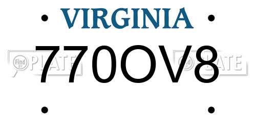 770OV8 Virginia License Plate