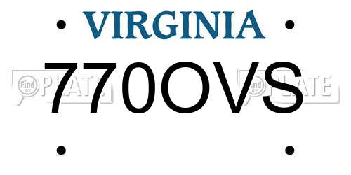 770OVS Virginia License Plate