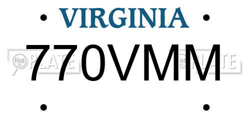 770VMM Virginia License Plate