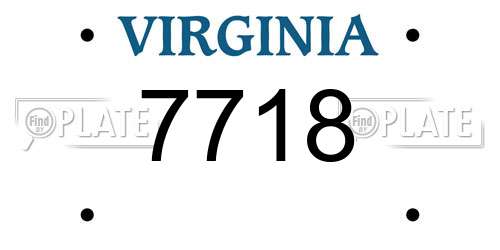 7718 Virginia License Plate