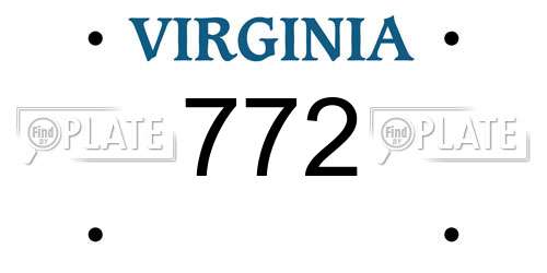 772 Virginia License Plate