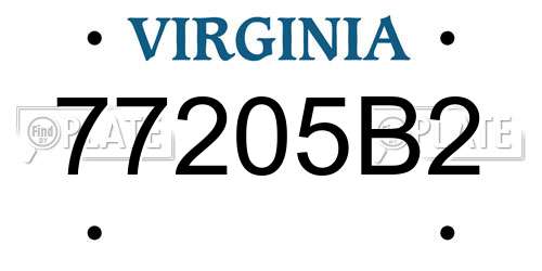 77205B2 Virginia License Plate