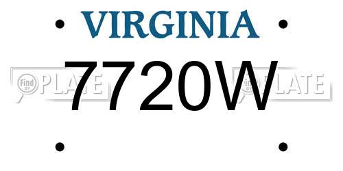 7720W Virginia License Plate