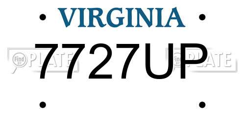 7727UP Virginia License Plate