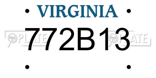 772B13 Virginia License Plate